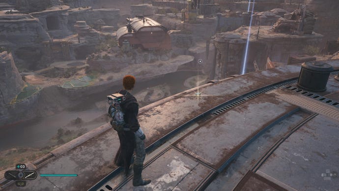 Star Wars Jedi Survivor screenshot showing Cal near a Priorite Shard.