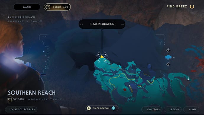 Star Wars Jedi Survivor screenshot showing the location of a skill point essence on the map.