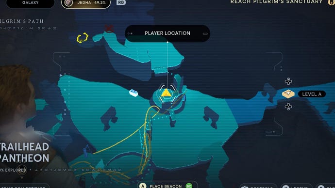 Star Wars Jedi: Survivor screenshot showing the location of a Databank on the map.