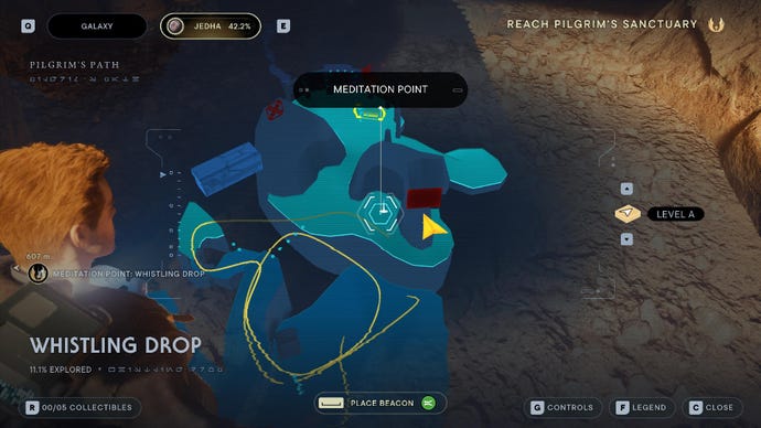 Star Wars Jedi: Survivor screenshot showing the location of a Force Echo on the map.