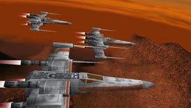Three space ships in formation in Star Wars Rogue Squadron 3D