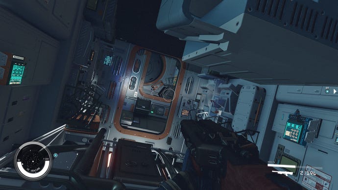 The inside of a Starfield ship when you board using no-clip rather than the airlock.