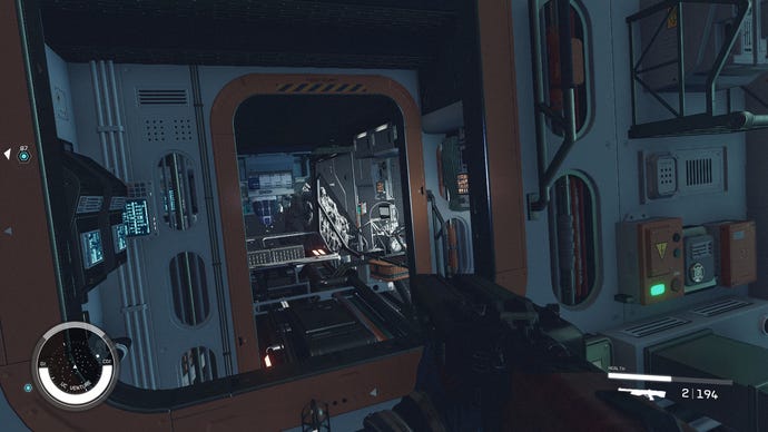 The inside of a Starfield ship when you board using no-clip rather than the airlock.