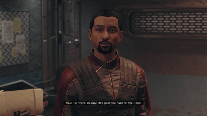 The player speaks with Alex Shadid in Starfield