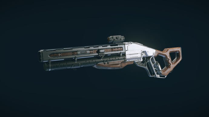 Starfield image showing a close up of the Ashta Tamer weapon.
