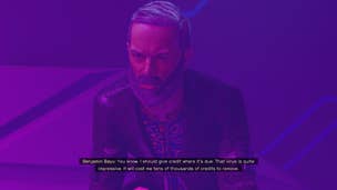 The player speaks with Benjamin Bayu in the Astral Lounge in Starfield