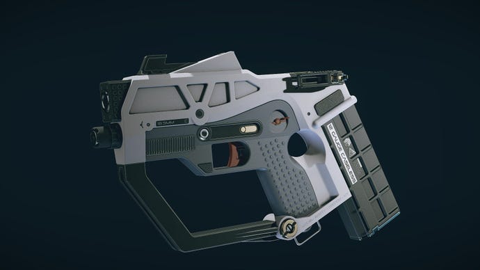Starfield image showing a close up of the Boom Boom weapon.