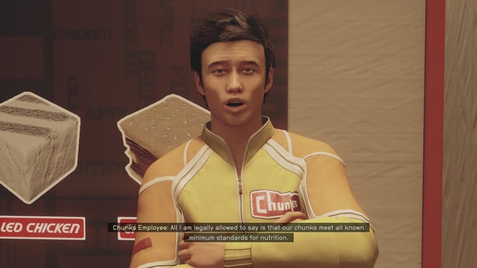A Chunks employee speaks to the player in Starfield