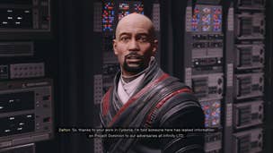 The player speaks with Dalton Fiennes in Ryujin Tower in Starfield