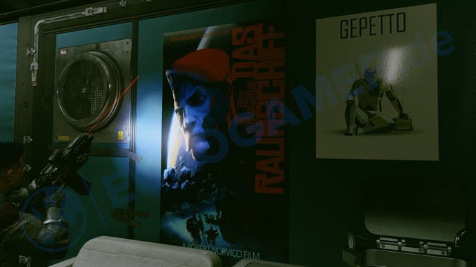 Ein Poster, das einen Film namens Das Raumschiff in Starfield zeigt.