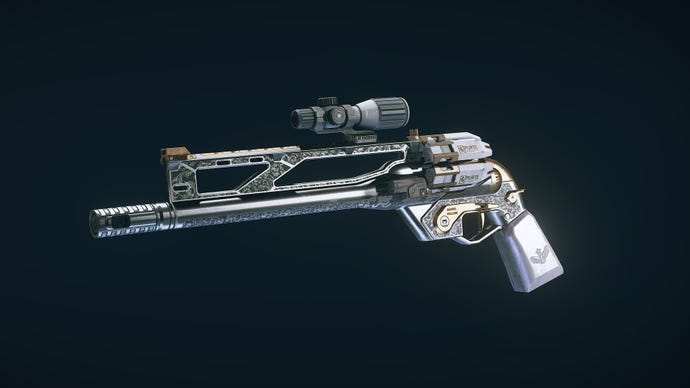 Starfield image showing a close up of the Deadeye weapon.
