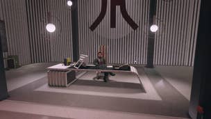 The player stands in Masako Imada's office in Ryujin Tower, facing her and the desk in Starfield