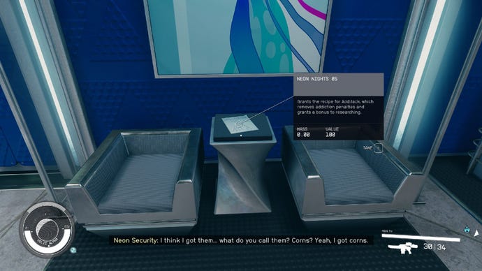 Starfield image showing a player staring at a skill book on a table.