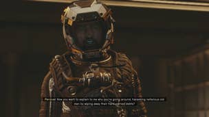The player speaks to Percival on Mars in Starfield