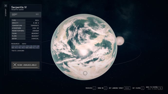 Starfield image showing the Serpentis IV planet.