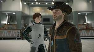 The player character stands next to Sam in Starfield.