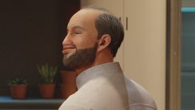 A balding, bearded man in profile in Starfield