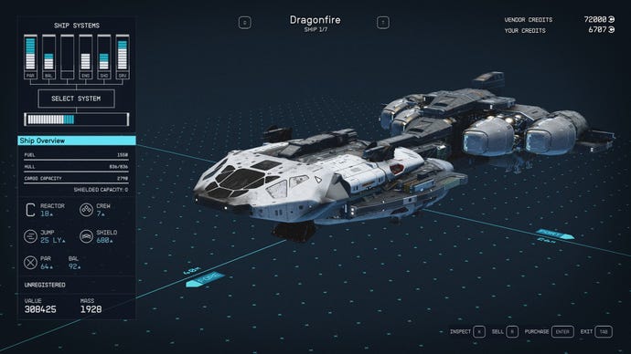 Starfield's Dragonfire ship.