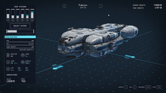 Starfield's Falcon ship.