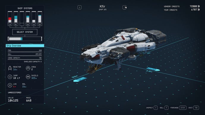 Starfield's Kfir ship.