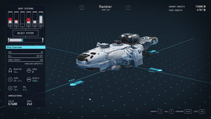 Starfield's Rambler ship.