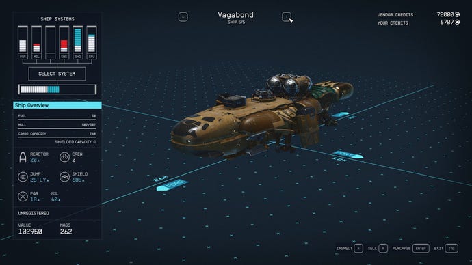 Starfield's Vagabond ship.