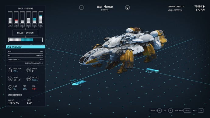 Starfield's War Hosrse ship.