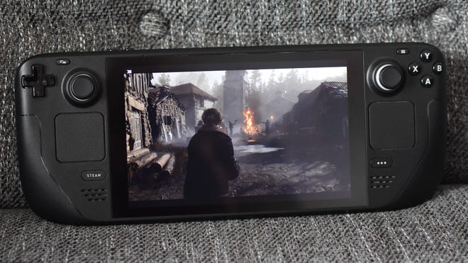 The Resident Evil 4 remake running on a Steam Deck.