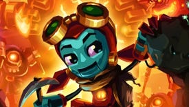 Artwork for SteamWorld Dig 2 showing a robot with a pick axe