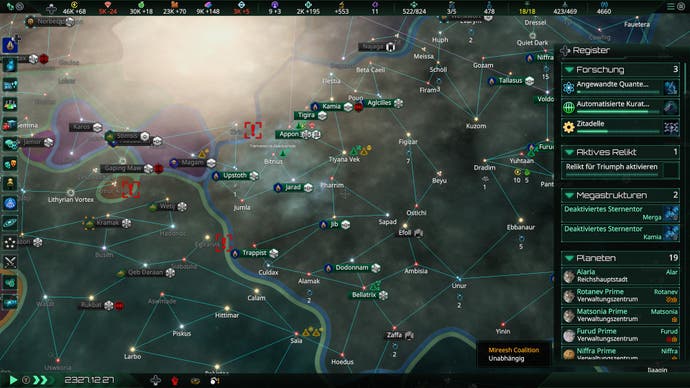 Ein Blick auf die Galaxie in Stellaris.