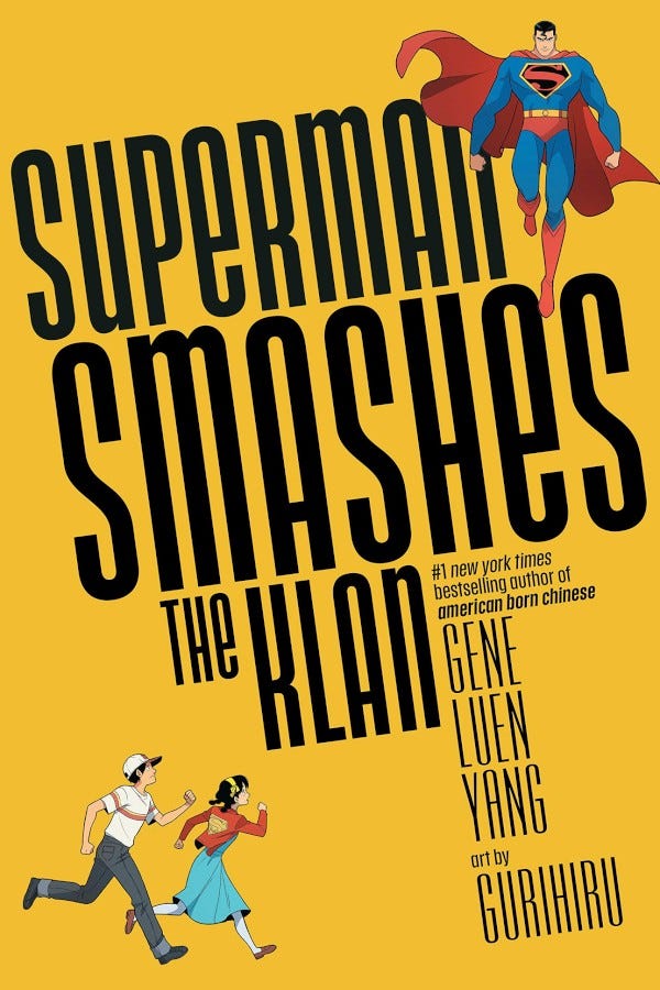 Cover of Superman Smashes the Klan featuring Superman and two kids