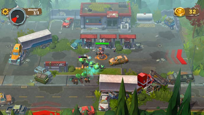 Spilleren tager zombier på en tankstation i overlevelse Z