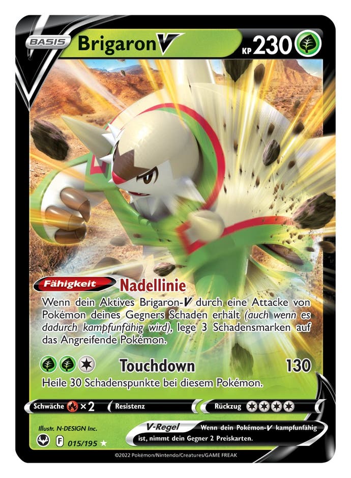 Brigaron-V in Pokémon Schwert und Schild: Silberne Sturmwinde.