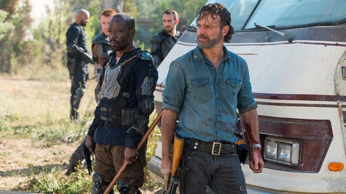 Lennie James as Morgan Jones, Andrew Lincoln as Rick Grimes - The Walking Dead _ Season 7, Episode 16