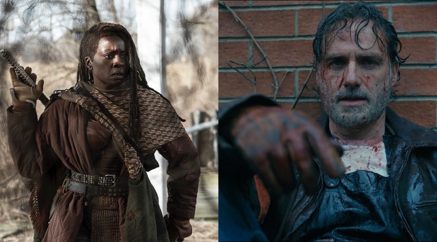 Michonne and Rick on The Walking Dead: The Ones Who Live