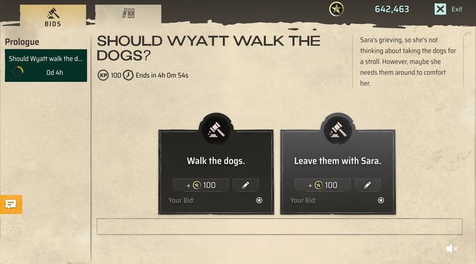 A user choice which splits the game's narrative.