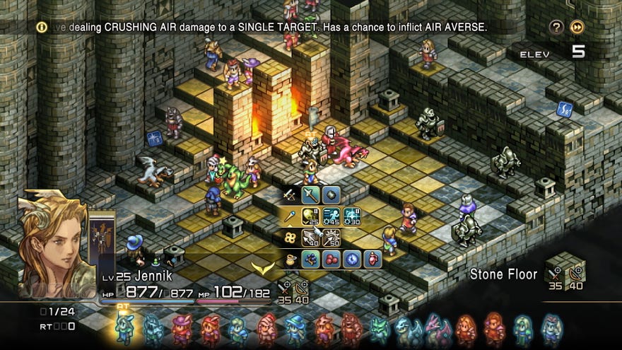 A battle with lots of warriors is taking place inside a fort in Tactics Ogre: Reborn