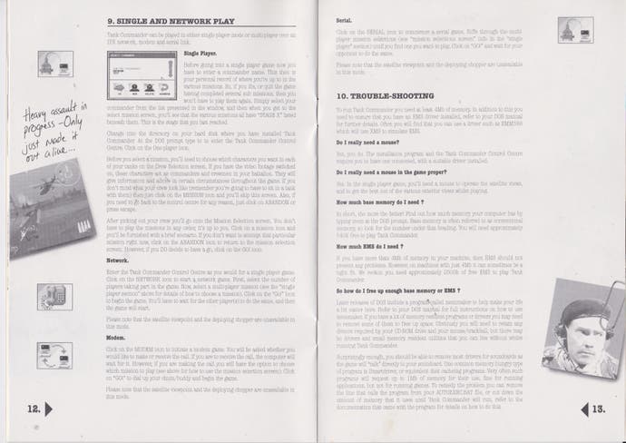 Un extracto del manual de instrucciones suministrado con Tank Commander (Domark, 1995)