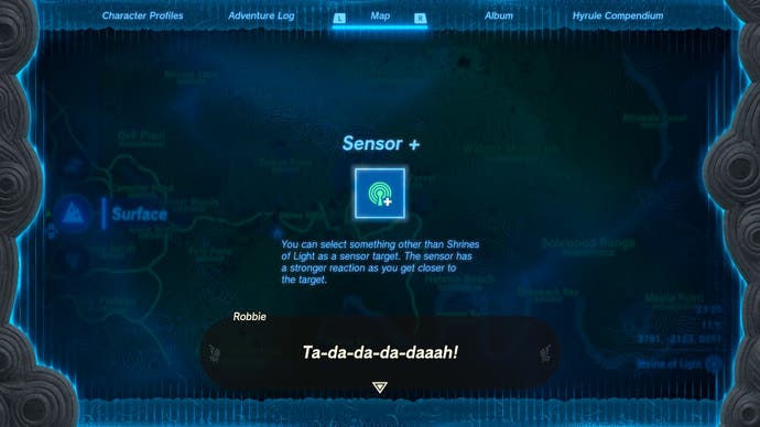 Link unlocking Sensor + for the Purah Pad in Tears of the Kingdom.