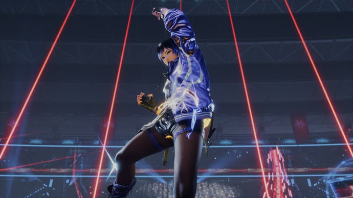 Tekken Review 1 Reina - Tekken 8 screenshot of new character Reina jumping into the air