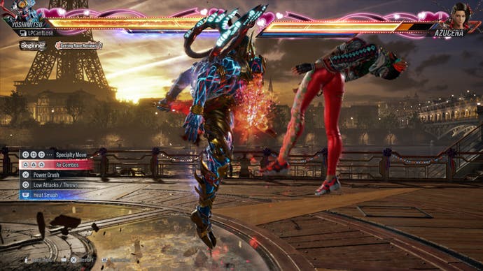 Tekken Review 4 Special Style - Tekken 8 screenshot of Yoshimitsu using an air combo against Azucena whilst Special Style is active