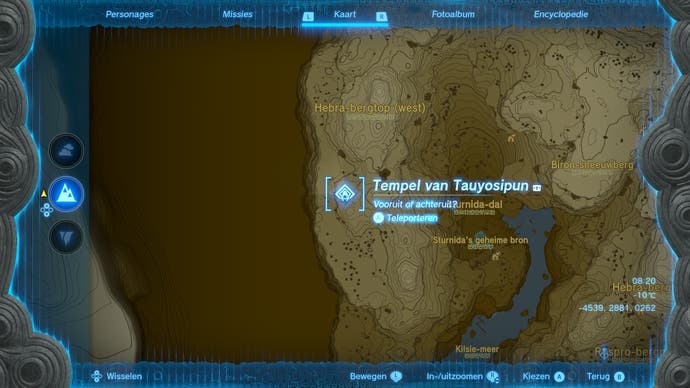 Tempel van Tauyospin locatie kaart Zelda Tears of The Kingdom