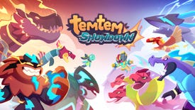 Two groups of Temtems face off under a logo for Temtem Showdown