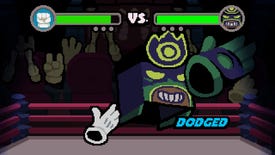 A disembodied white glove is in a boxing ring in a screenshot from The Bunny Graveyard.