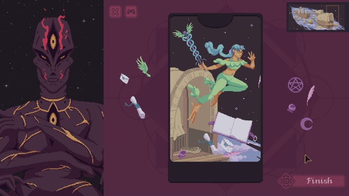 A customizable tarot card of a harpy jumping from a space caravan in The Cosmic Wheel of Sisterhood