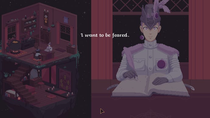 A young witch interview the main protagonist in The Cosmic Wheel Sisterhood