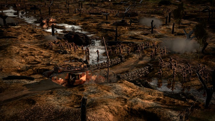 Central Powers infantry cross a bridge in in The Great War: Western Front.