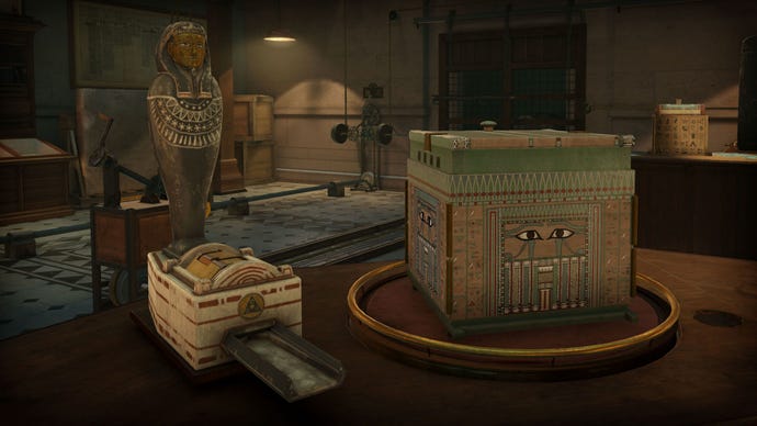 Some Ancient Egyptian themed puzzle boxes in The Room VR