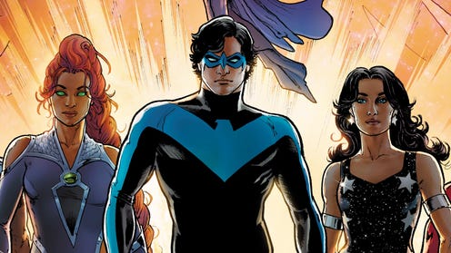 Nightwing leads Starfire and Donna Troy
