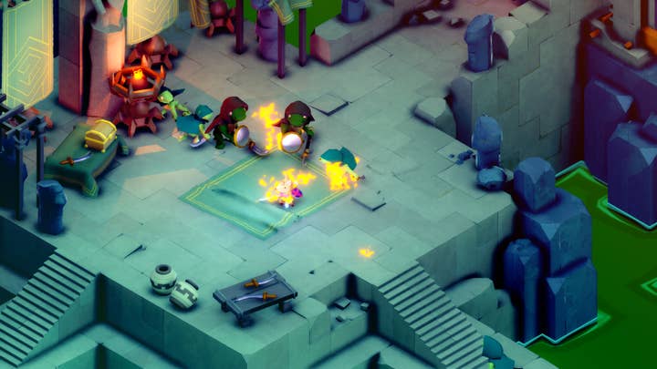 Screenshot from Tunic of fox being attacked by enemies